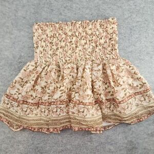 By The River Cream Pink Floral Smocked Tank Top Boho Festival Womens‎ S